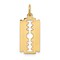 14K Yellow Gold Polished Razor Blade Charm Pendant Jewerly 25mm x 12mm
